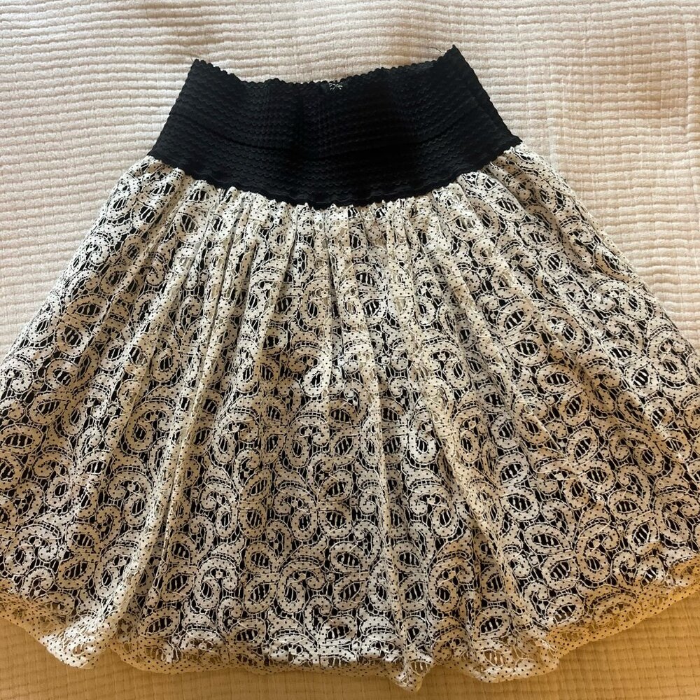 Black and White Lace and Tulle Skirt